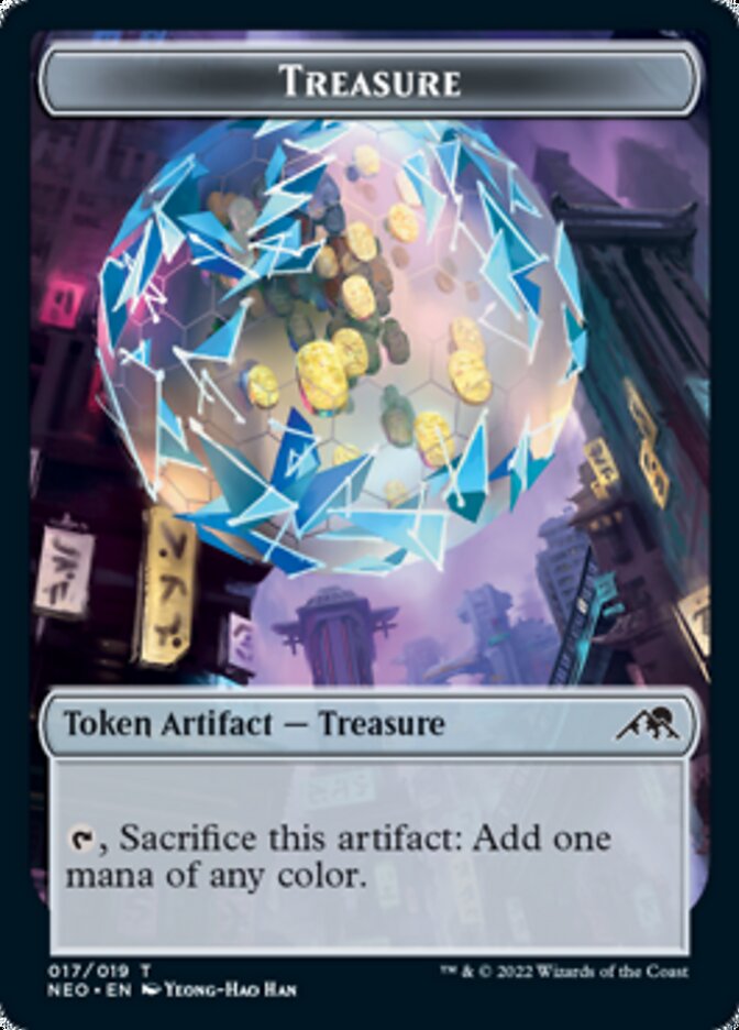 Spirit (002) // Treasure Double-sided Token [Kamigawa: Neon Dynasty Tokens]